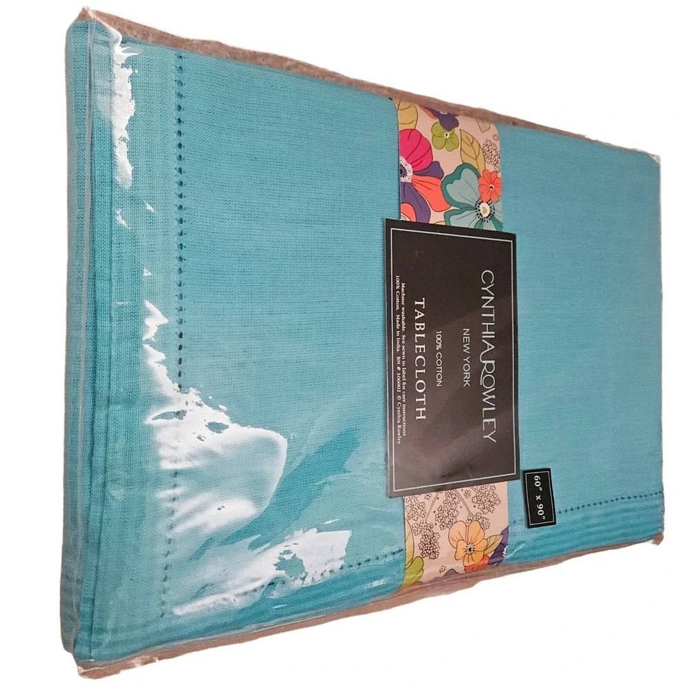 Cynthia Rowley‎ Tablecloth and Napkins Set 60 x 90 Oblong Blue Turquoise New